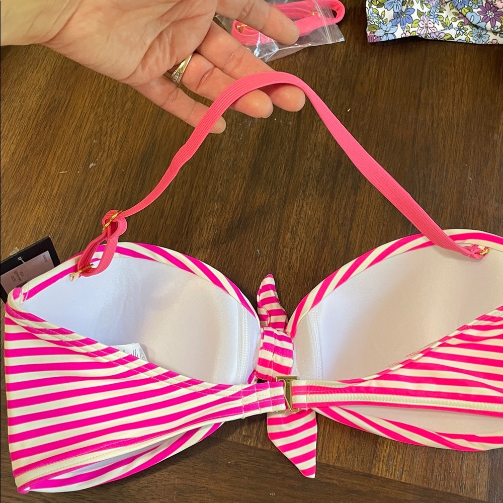 kate spade striped pink bandeau bikini top - Picture 7 of 7